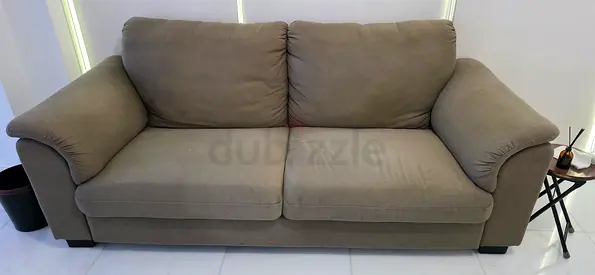 3-Seater Beige Fabric Sofa in Good Condition( 2 pieces)