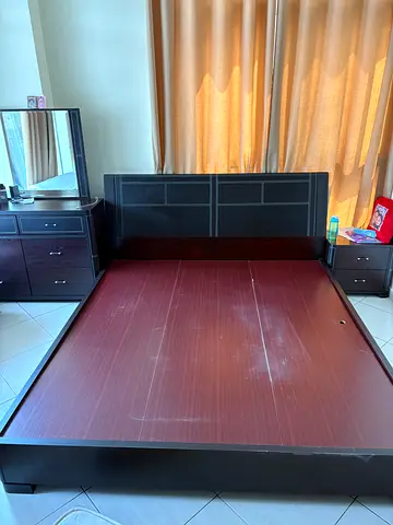 Dark wood King (double) bed frame  - good condition
