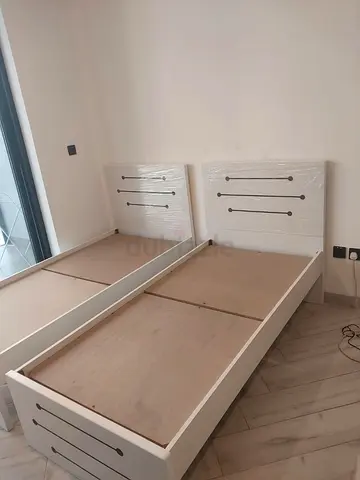 Pair of White Single Beds with Headboards – Good Condition