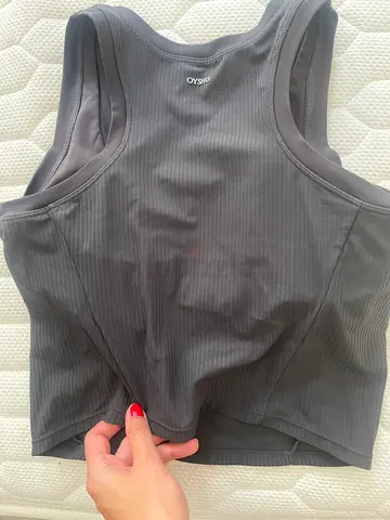 Grey Ribbed Crop Tank Top - Size M