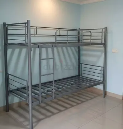 Metal Bunk Bed Frame - Double Decker, Sturdy Grey