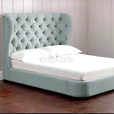 Dusk Green Luxury Linen Bed With Tufted Headboard