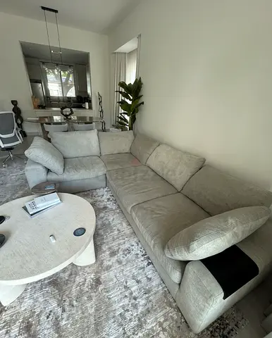 Large L-shaped Fabric Sofa – Light Grey, Comfortable Corner Couch
