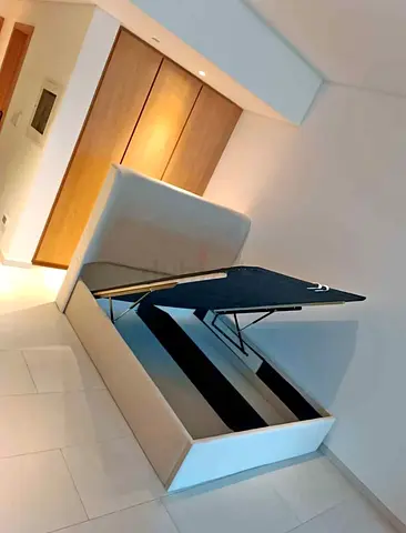 Fabric Wood'Bed with Hydraulic Storage System