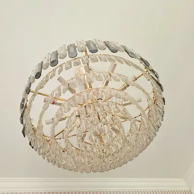 Crystal chandelier ceiling light - modern round flush mount