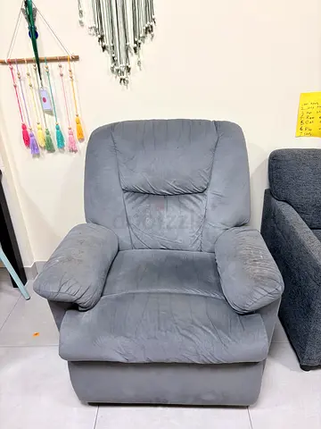 Single grey recliner armchair - comfortable used condition