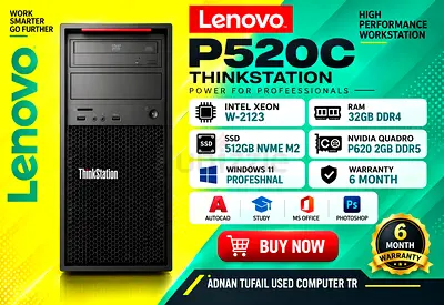 LENOVO P520C THINKSTATION | INTEL XEON W-2123 | RAM 32GB DDR4 | NVIDIA QUADRO P620 2GB GDDR5