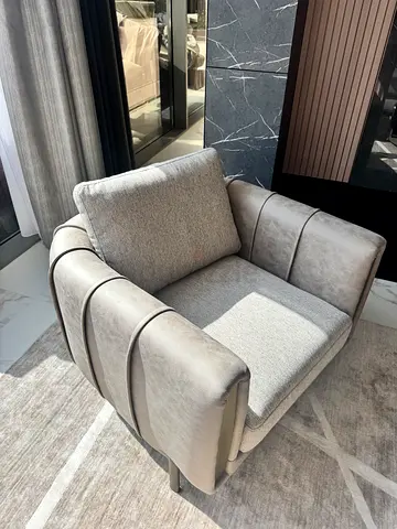 Comfortable Single Upholstered Armchair - Light Grey