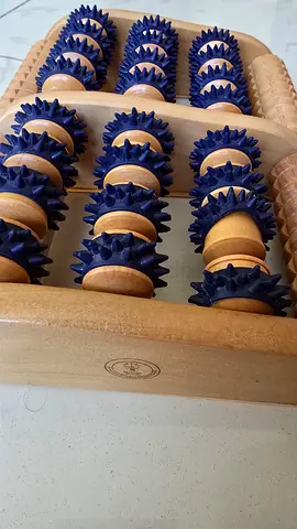 Natural Touch Wooden Foot Roller Massager with Spiked Wheels - Excellent Condition