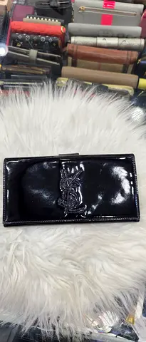 Black Patent Leather Women's Wallet - Long Clutch Style