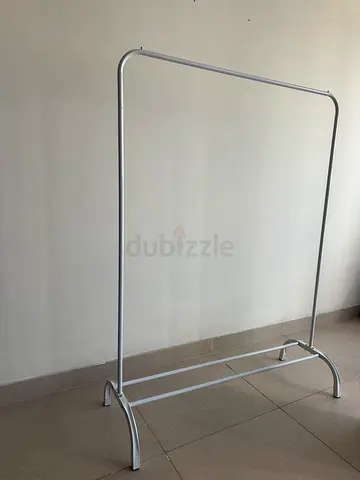 Simple White Freestanding Clothing Rack - Metal Garment Rail