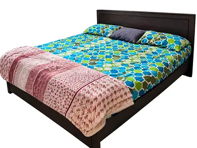 Modern Dark Wood Double Bed Frame