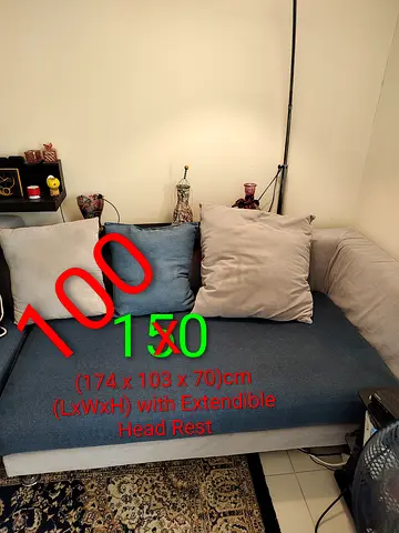 3 seater Sofa (174 x 103 x 70)cm (L x W x H)