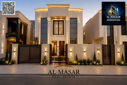 Classic-style villa in the Al Yasmeen area, Ajman, featuring a distinctive design. Available for freehold ownership by all nationalities, with bank fi