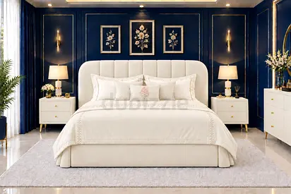 New Cream upholstered queen bed with padded headboard and storage bed modern Queen size bed