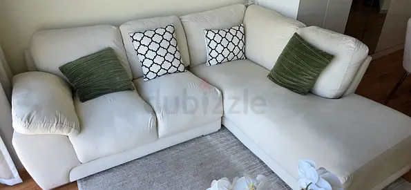 White 3 seater corner sofa