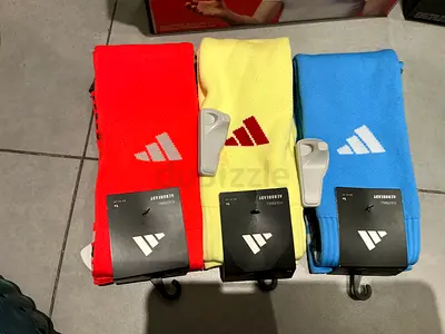 Three pairs of Adidas football/athletic socks - red, yellow, blue, new 45 each or 115 all brand new