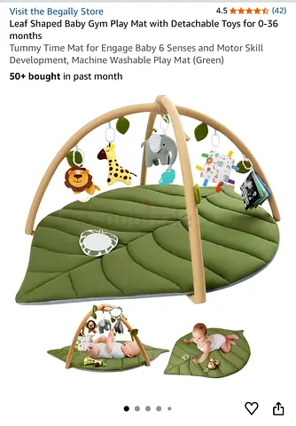 Leaf Shaped Baby Gym Play Mat with Detachable Toys