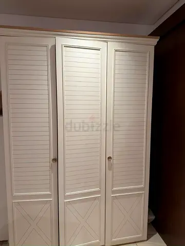 White 3-Door Freestanding Wardrobe / Armoire - Good Condition