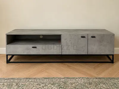 Concrete-look TV Entertainment Unit with Storage