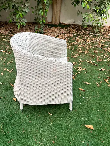 White Wicker Outdoor Armchair - Good Condition 16 chair available