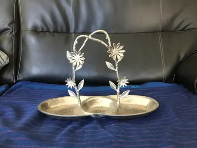 Lifestyle Hammered Compartment Dish with Sunflower Accent