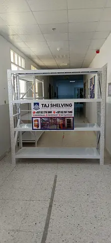 Rack  shelf white color garage,  Shops. Warehouse storage racks
