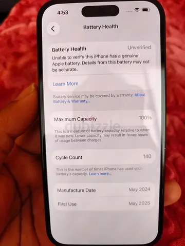 iPhone 15 256GB – Black – 100% Battery – All Original Parts – AED 1,799