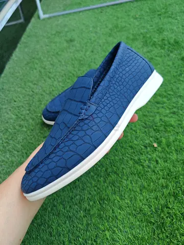 Crocodile leather men summer walk loafers Loro piana style