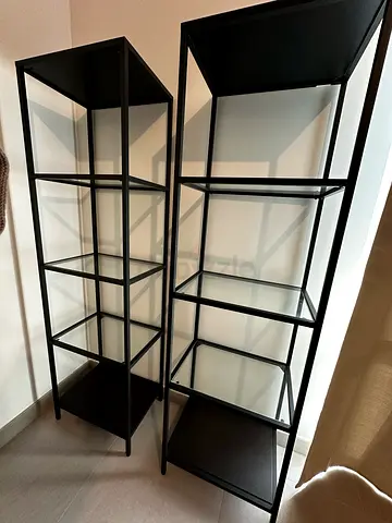 IKEA VITTSJÖ Shelving Units – Black/Glass – Excellent Condition