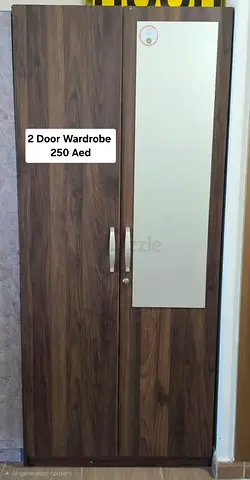 2-door wooden wardrobe with mirror - good condition