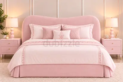 New Pink Upholstered queen Bed with Curved Headboard and Storage Bed frame queen size bed