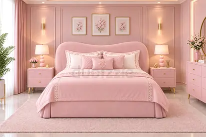 Blush Pink Upholstered queen Bed with storage bed modern quality queen size bed