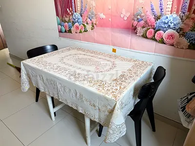Dinning Table with Pair of black wooden dining chairs - sturdy simple design