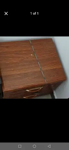 Small wooden bedside cabinet with three drawers - good condition