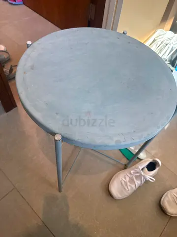 Round Grey Metal Side Table