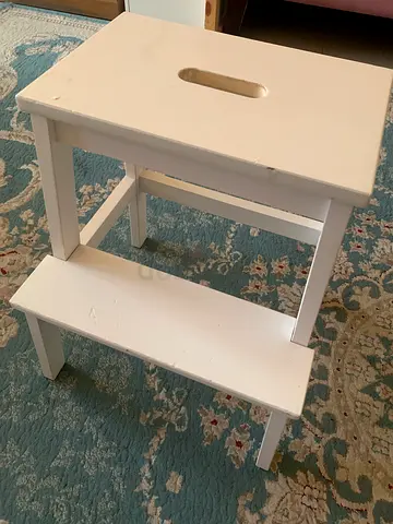 Indoor Solidwood Step Stool (White)