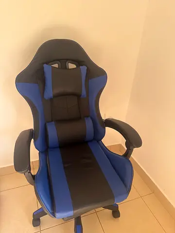 Blue and Black Ergonomic Gaming Chair with Neck Support