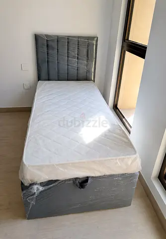 Brand New Single size bed including mattress good quality single bed۔ Real picture grey color