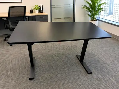 Free Delivery IKEA Adjustable Height Black Office Desk - Modern T‑Leg, Good Condition