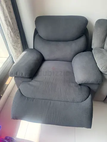 Gray Fabric Recliner Armchair - Comfortable Single Seat