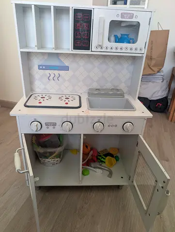 Wooden Play Kitchen with Oven, Sink and Accessories