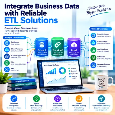 Integrate Business Data with Reliable ETL Solutions Reliable ETL (Extract, Transform, Load) solutio