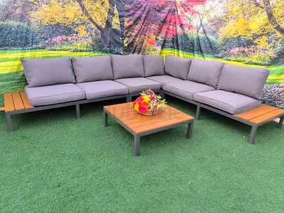 Beautiful Mettlic Wooden 6 Seater Outdoor Garden Sofa Set