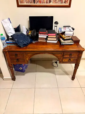 Classic Solid Wood Study Desk with Drawers