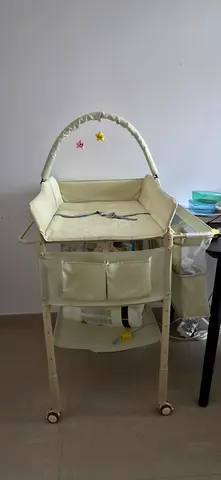 Portable Baby Changing Table, Adjustable Height Foldable Diaper Station with Safety Straps & Storage