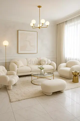 Modern clouds boucle 5 seater sofa set 2+1+1 tedy fabric