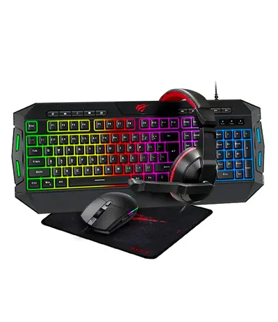 4-in-1 Gaming Bundle with RGB Keyboard Mouse Headset and Mousepad