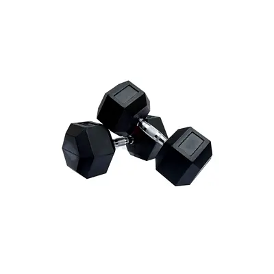 Hex Dumbbell 45KG Black | Heavy-Duty Rubber Hex Dumbbell for Strength Training & Commercial G