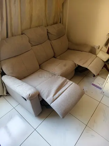 Three Seater Recliner Sofa in Grey Fabric